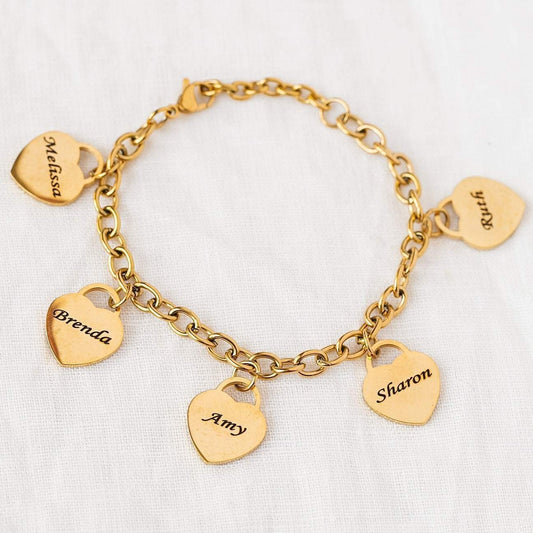 Stainless Steel Engraved DIY Heart Bracelet