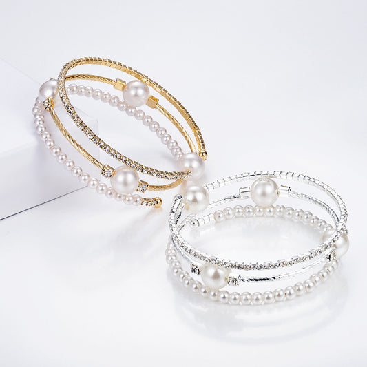 Pearl crystal rhinestone bracelet