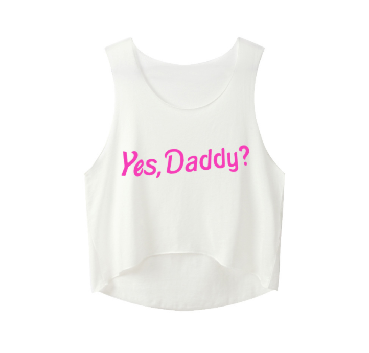 Yes Daddy Crop Tops Letters Printing Women Sleeveless Tanks Summer Funny Short Cute Tops For Girls