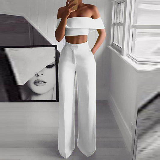 Women Strapless and Wide Leg Pants Sexy Two Piece Outfits