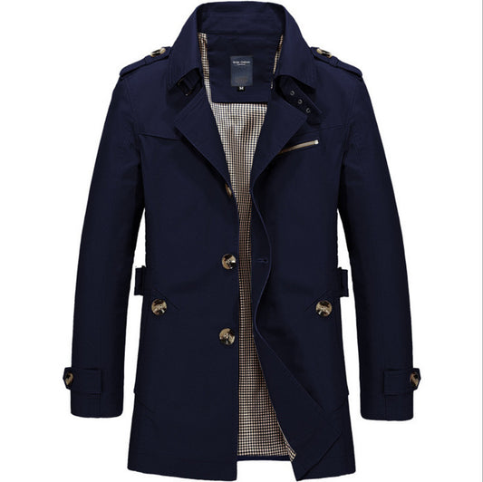 Spring Men's Casual Mid-length Thin Windbreaker Men's Top