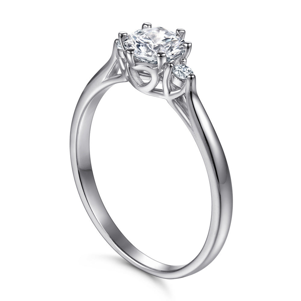 Silver Wedding Ring Women''s Zircon Fashion Single Ring Fixed Wedding Ring Manufacturer