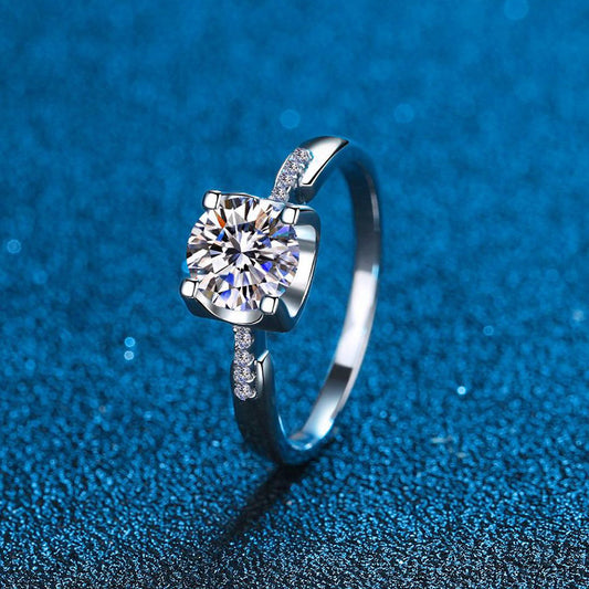 S925 Sterling Silver Cow Head Moissanite Ring Women