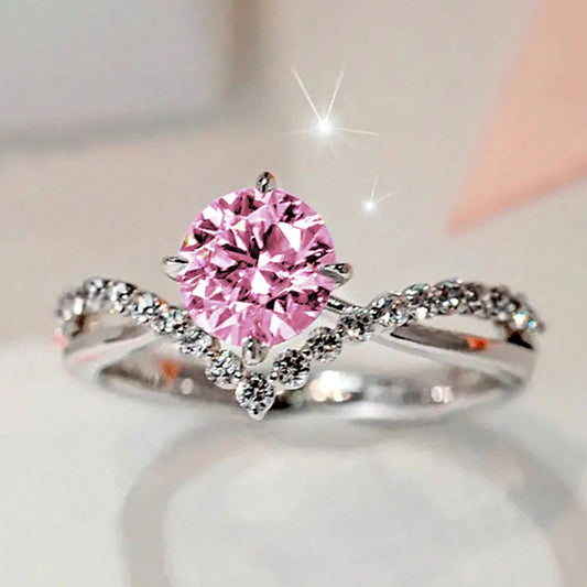 Zircon Four-claw V-shaped Index Finger Ring