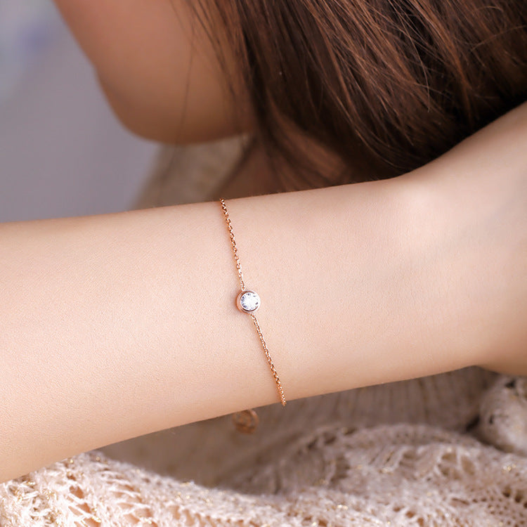 Titanium Steel 18k Gold One Diamond Bracelet