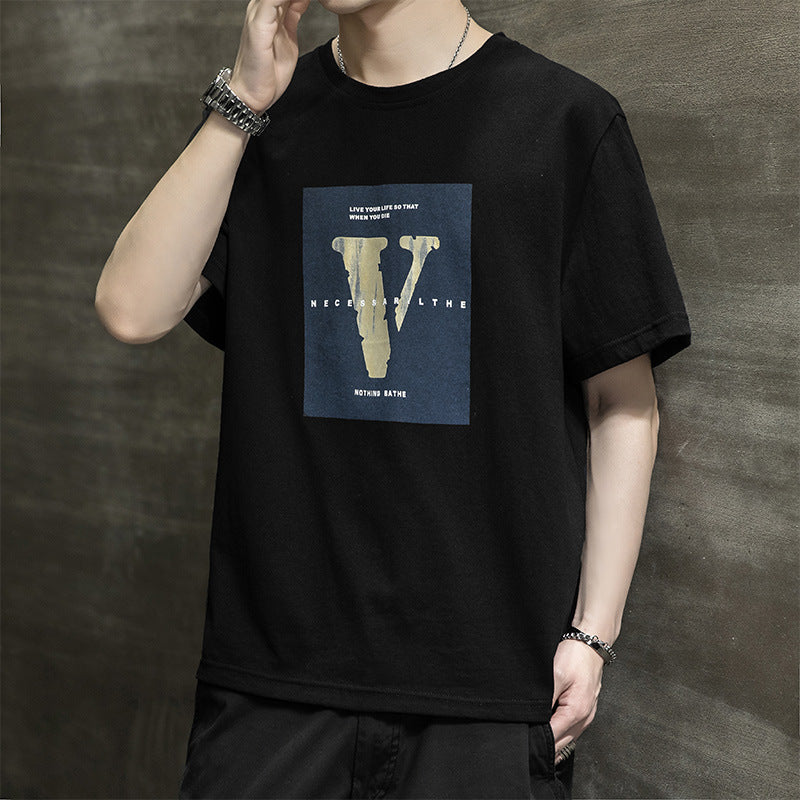 Men''s Short Sleeve T-shirt Summer Ice Silk Half Sleeve Clothes Loose Casual Cotton T-shirt