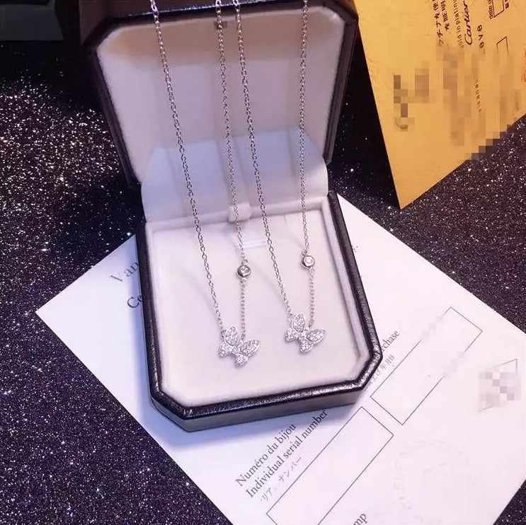 925 Sterling Silver Butterfly Long Necklaces
