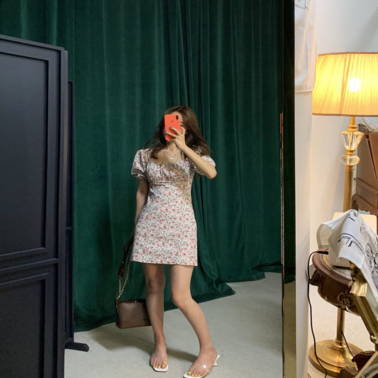 One-shoulder floral dress women