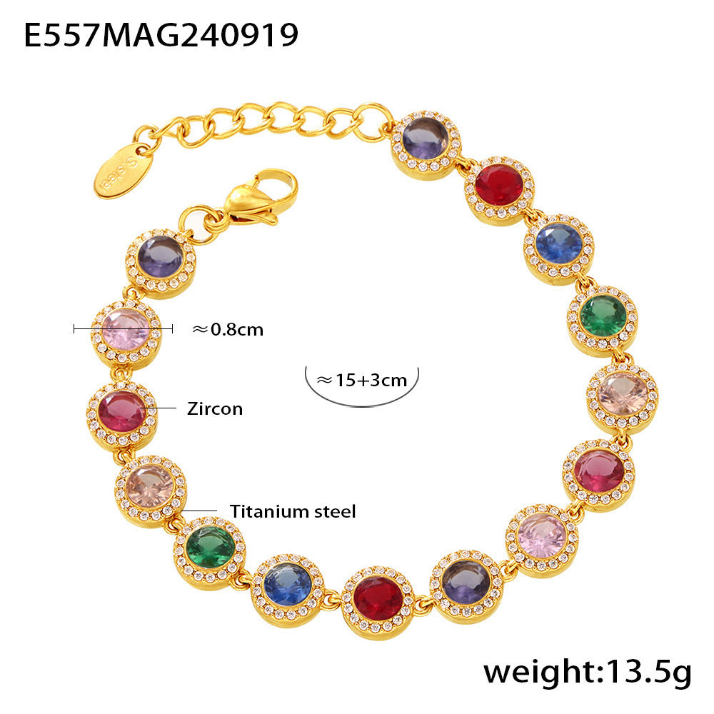 European And American Ins Style Love Shiny Zircon Stitching Bracelet Light Luxury Temperament