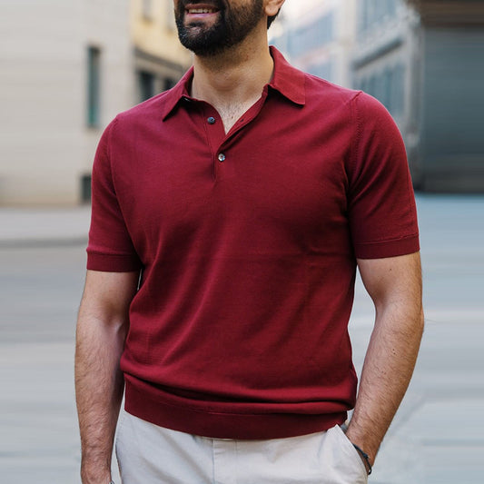 Lapel Polo Short Sleeve T-shirt Men's Casual Top
