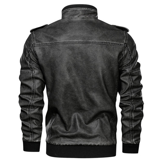 Bynetta fashion Men's Pu Leather Coat