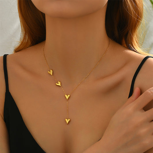 Lxalry 18K Gold Plated Heart Necklace Recycled Stainless Steel Modern Minimalist Jewelry Hypoallergenic Ocean-Safe Gift For Women Wife Mom Everyday Elegance With Golden Hour Glow
