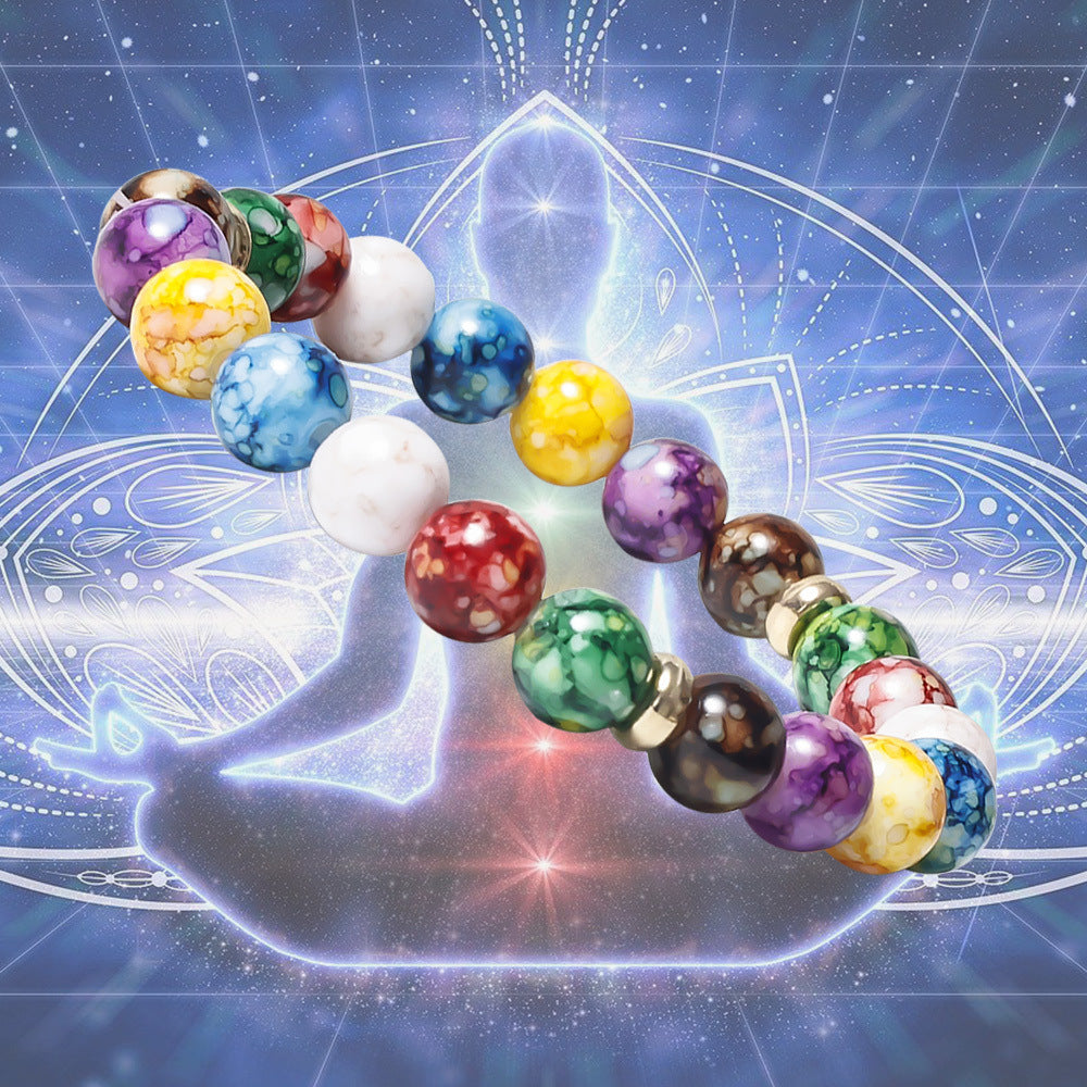 Colorful Bracelet Yoga Balance Energy Beads Volcanic Stone Bracelet
