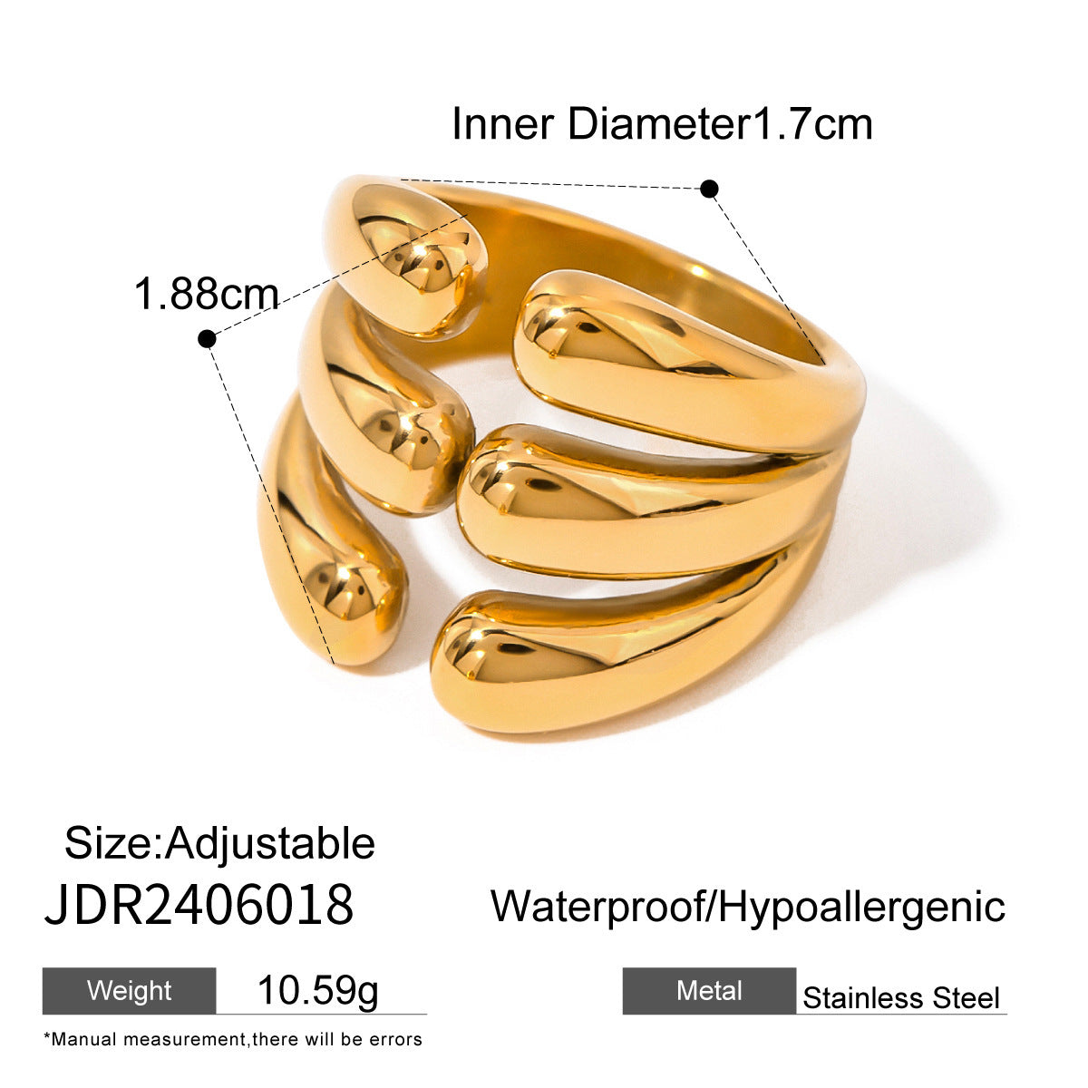 Stainless Steel Exaggerated Pearl Niche Ring