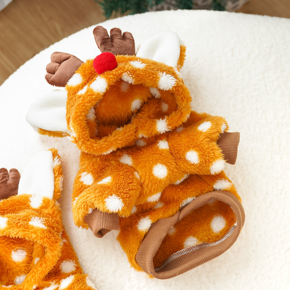 Pet Dog Cat Christmas Clothes Elk Supplies Autumn And Winter Fleece-lined Medium-sized Dog Bichon Jarre Aero Bull Corgi Pet Costume