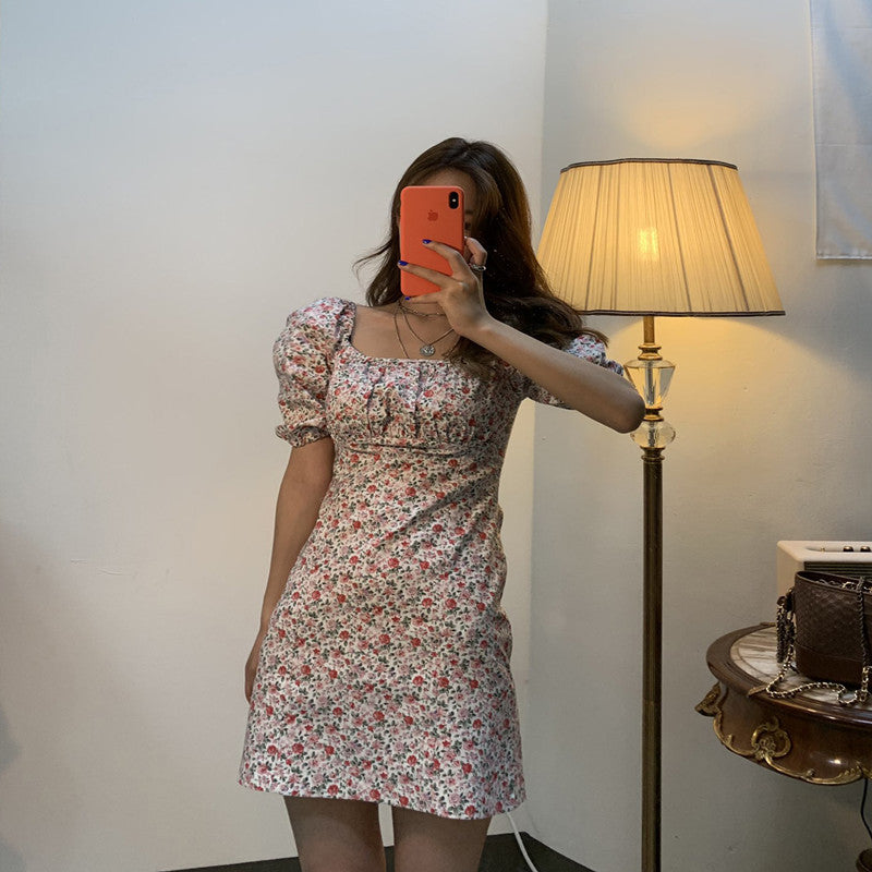 One-shoulder floral dress women