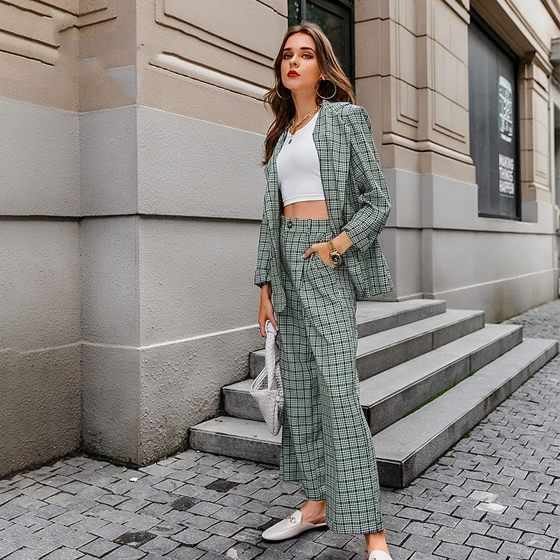Women's Casual Commuter Plaid Elegant Temperament Professional Wear