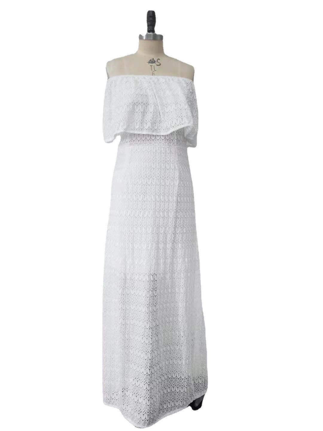 Sexy One-shoulder White Holiday Style Gown Dress Women