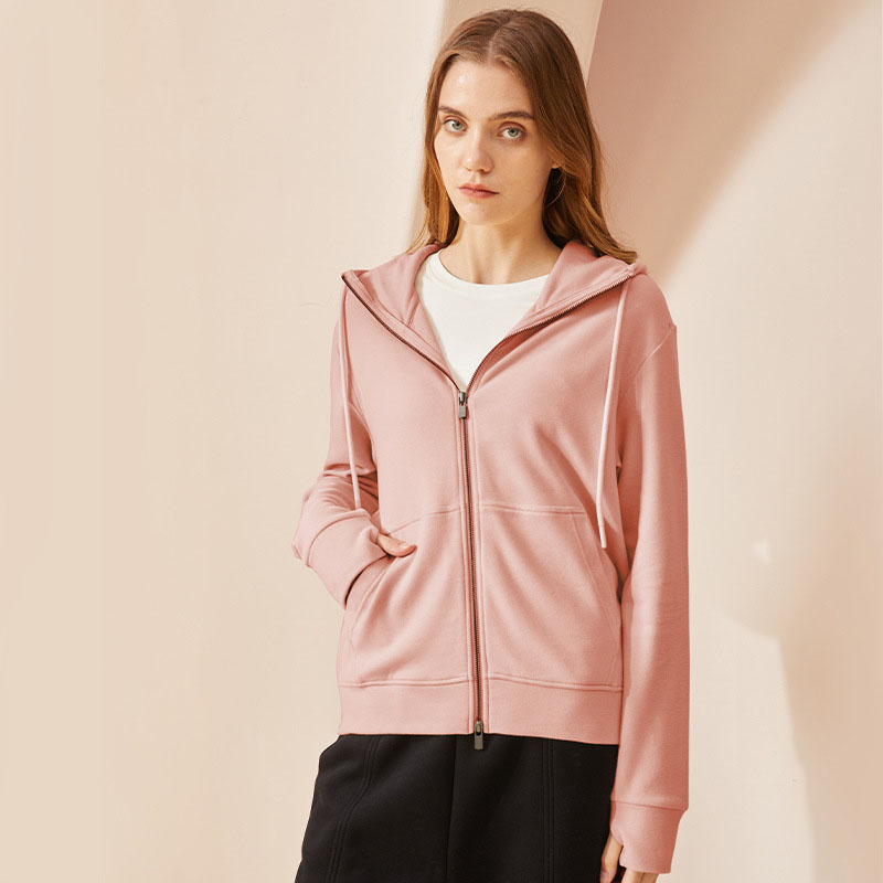 Fall Winter Coat Double Zipper Hooded Long Sleeve Warm Cardigan Women