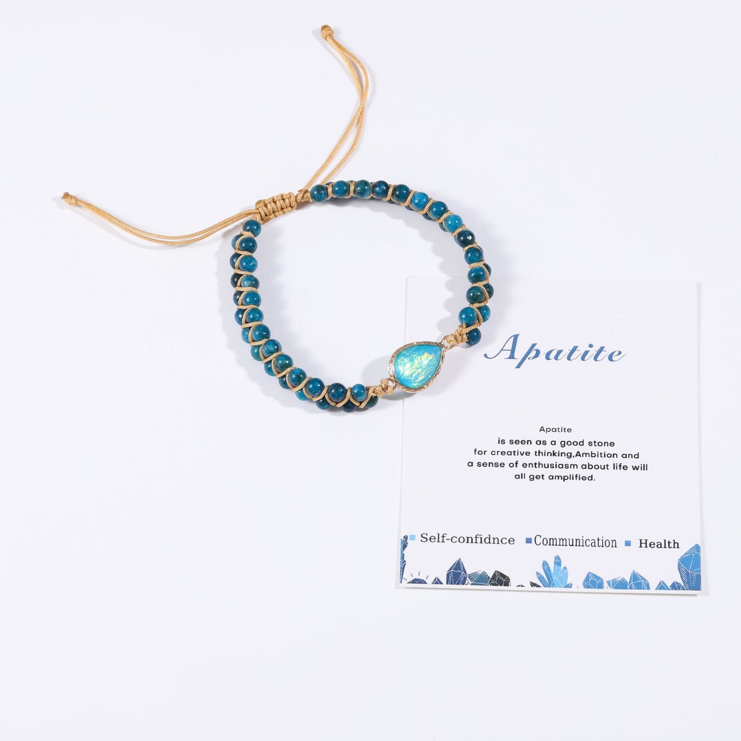 Cross-border Natural Stone Bracelet Water Drop Shape Sapphire Couple Woven Bracelet