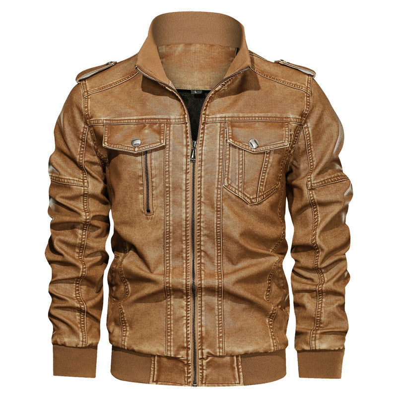 Bynetta fashion Men's Pu Leather Coat