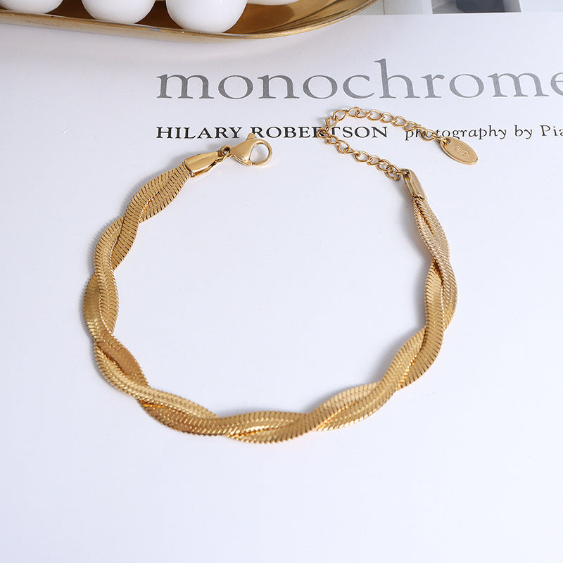 Titanium 18k Gold Cross Wrap Bracelet Necklace