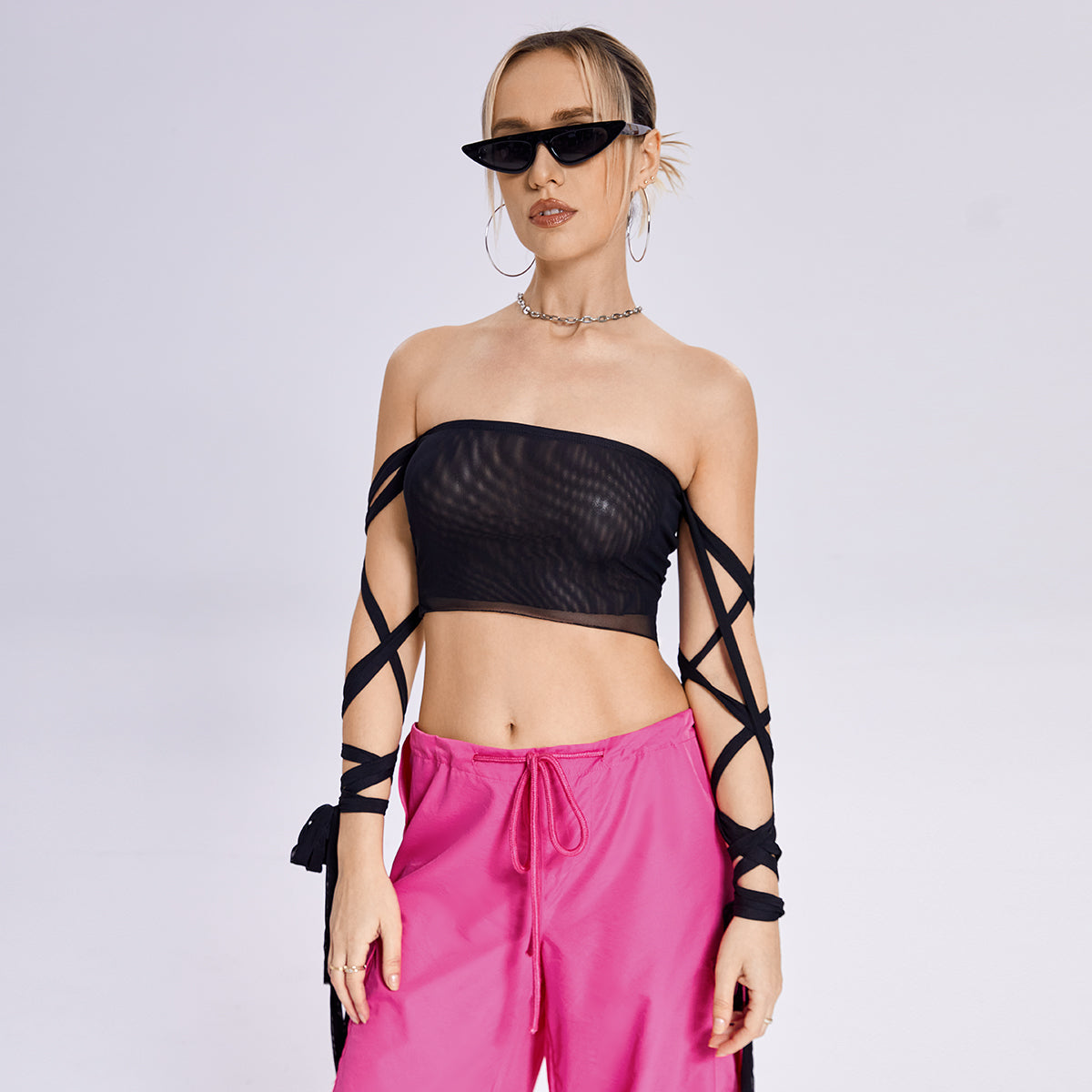 Style Womens Elastic Cross Arm Solid Color Straps Tank Top Casual Summer Ladies Slim Top