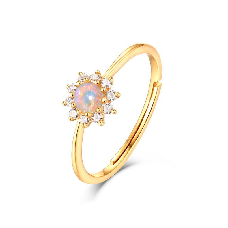 Blue Topaz Sunflower  Ring Ring
