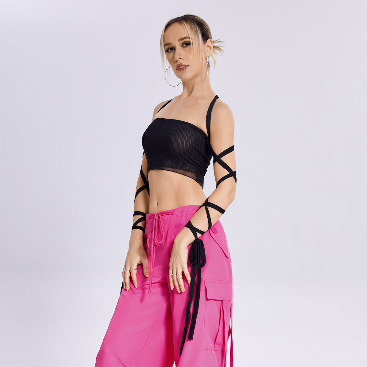 Style Womens Elastic Cross Arm Solid Color Straps Tank Top Casual Summer Ladies Slim Top
