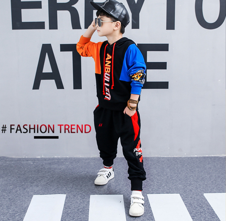 children's clothing in the big boy boy long-sleeved sports two-piece suit tide clothes