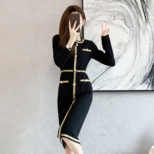 Classic Style Long Slim Knit Dress Women