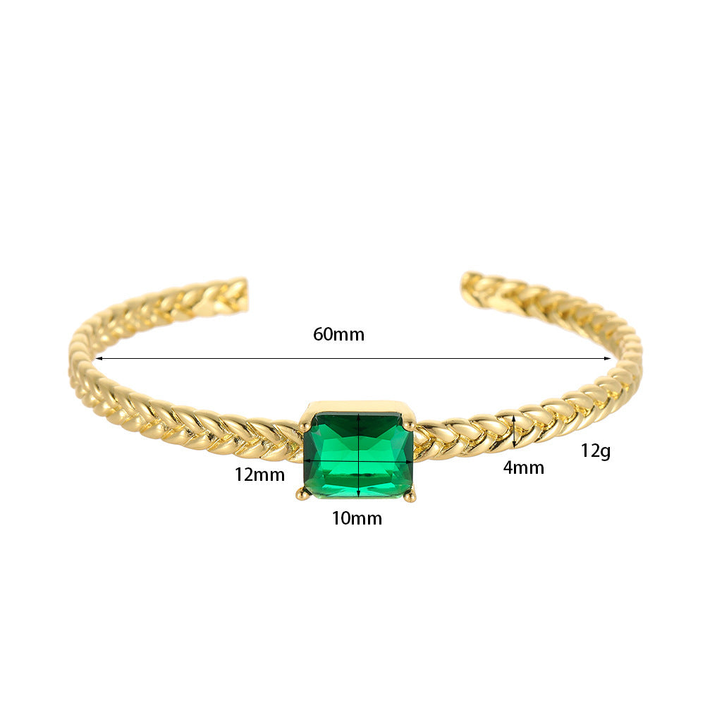 Micro-inlaid Color Zirconium Emerald Temperament Bracelet