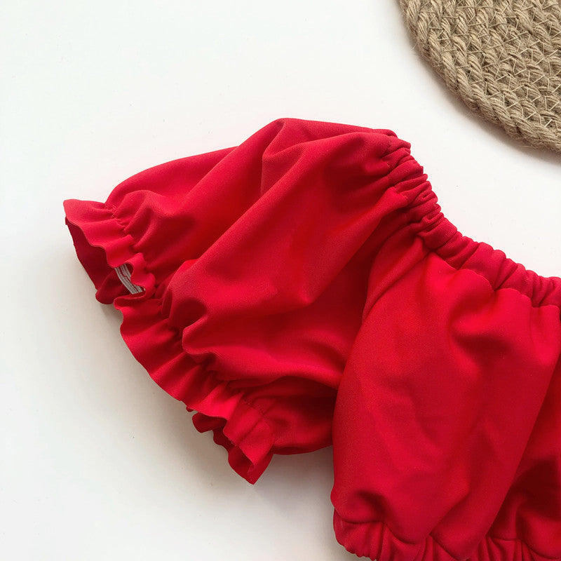 Pleated bikini new trade swimsuit with sleeves