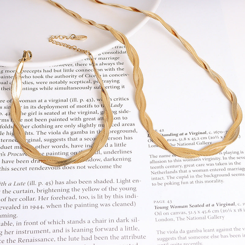 Titanium 18k Gold Cross Wrap Bracelet Necklace