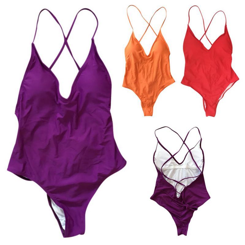 Bikini New Solid Color Siamese Swimwear Women Sexy Bikini Multicolor Swimwear