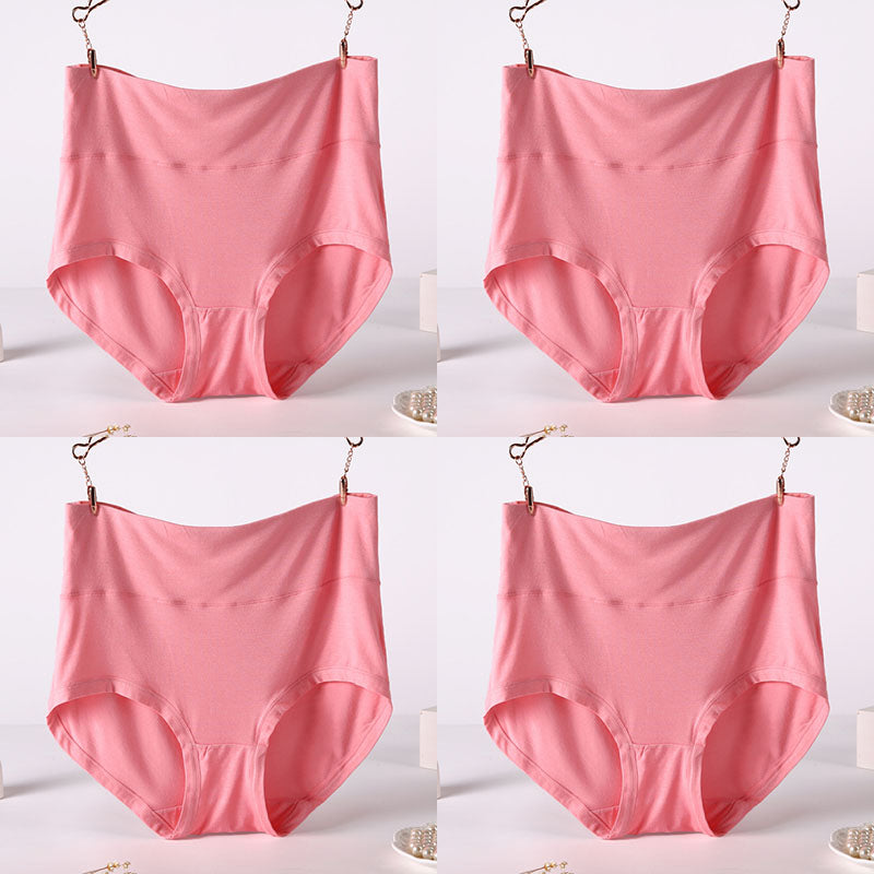 Women Underwear Soft Viscose Solid Color High Waist Panties 4pcs A Lot