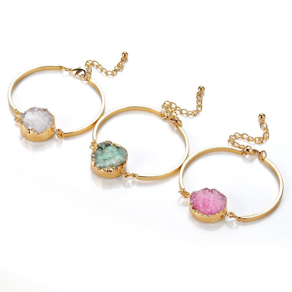 Bracelet Round Energy Crystal White Green
