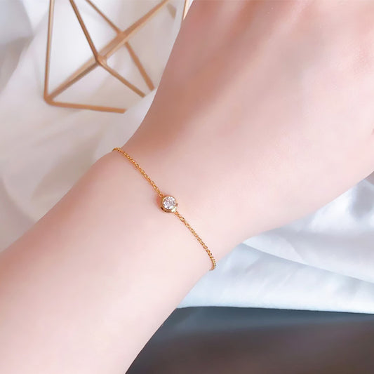 Titanium Steel 18k Gold One Diamond Bracelet