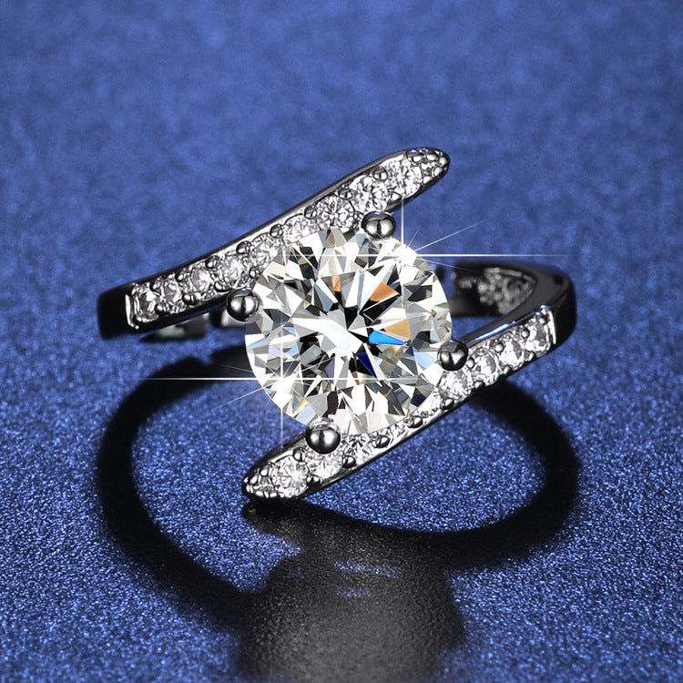 Inlaid Zircon Geometric Ring For Women