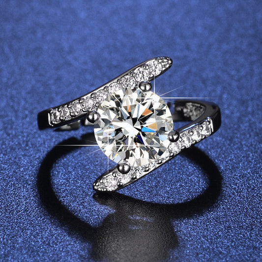 Inlaid Zircon Geometric Ring For Women