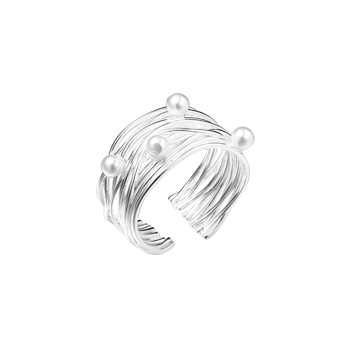 Mori Style In S925 Sterling Silver Multi-layer Winding Pearl Ring