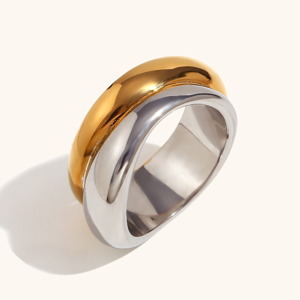 Cast Double Irregular Ring Stainless Steel Women
