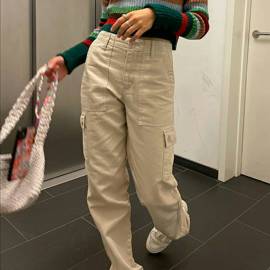 Women's Pants Loose Drape Khaki High-waisted Trousers Women Casual Pants