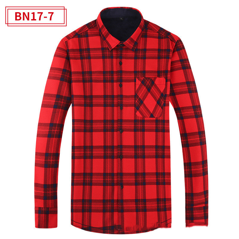 Men's Fashion Leisure Warm Plaid Shirt Coat
