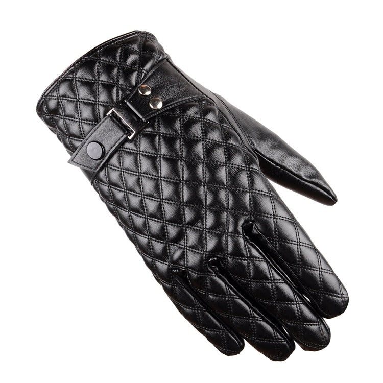 Simulation Leather Embroidered Glove Touch Screen Plus Drive Tram
