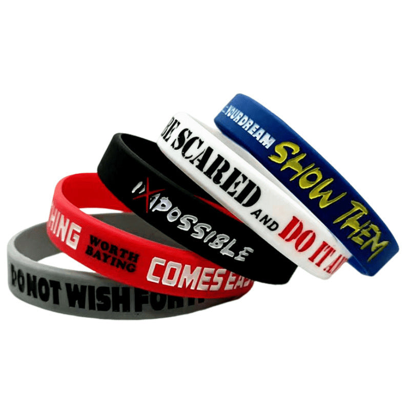 Male And Female Teenagers Concave Color Filled Silicone Bracelet