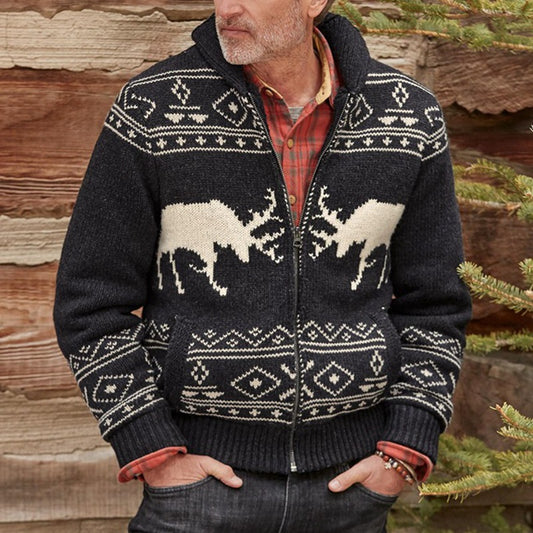 Men's Zipper Long-sleeved Knitted Jacket