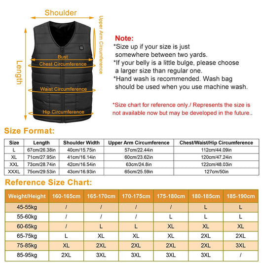 1Pc Heat Jacket Vest 3 Heating Gear Adjustable USB Heated Vest Warm Heat Coat Vest With 10 Heating Pads For Men Women Winter Outdoor Activity