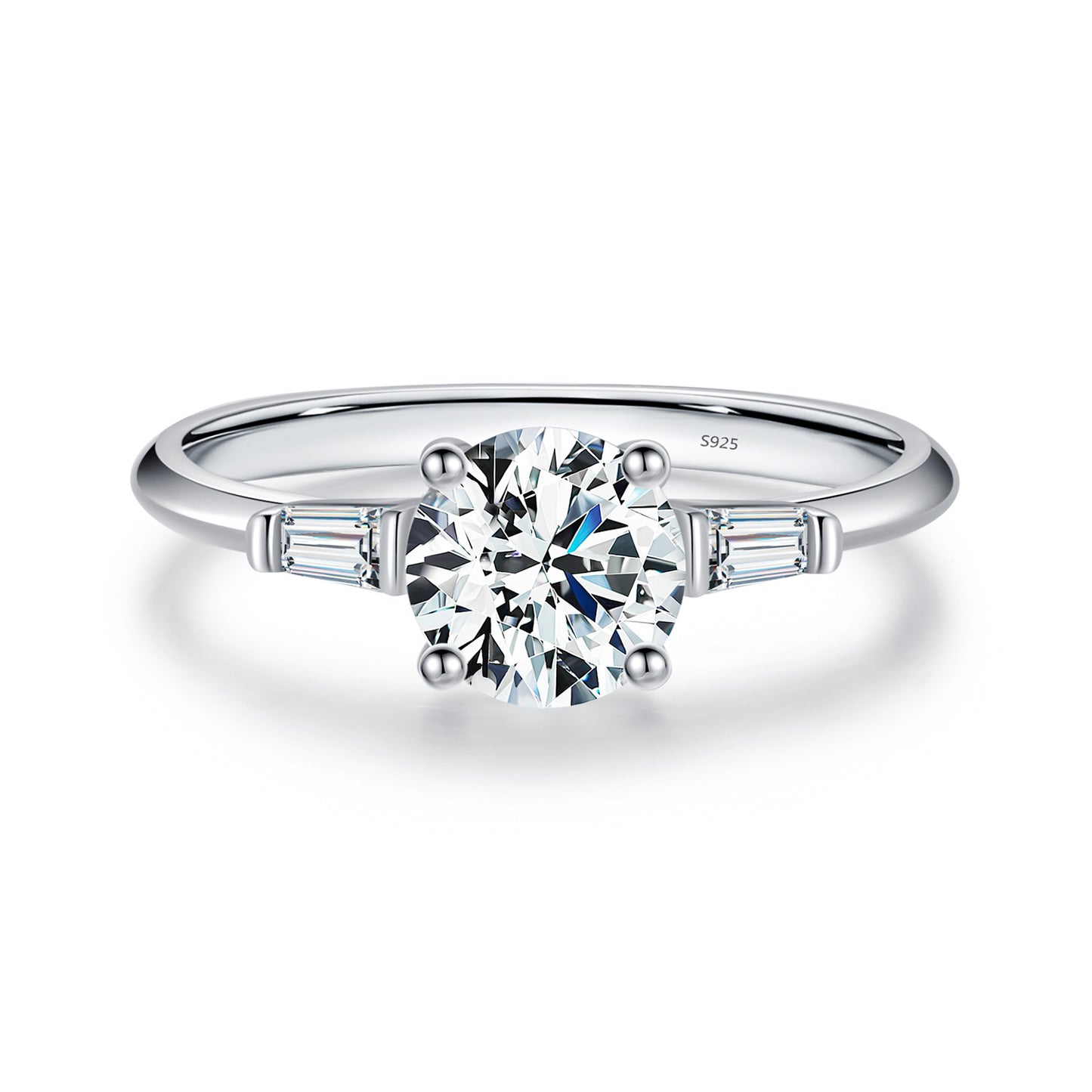1 Karat Moissanite S925 Sterling Silver Shining Diamond-studded Ring Women