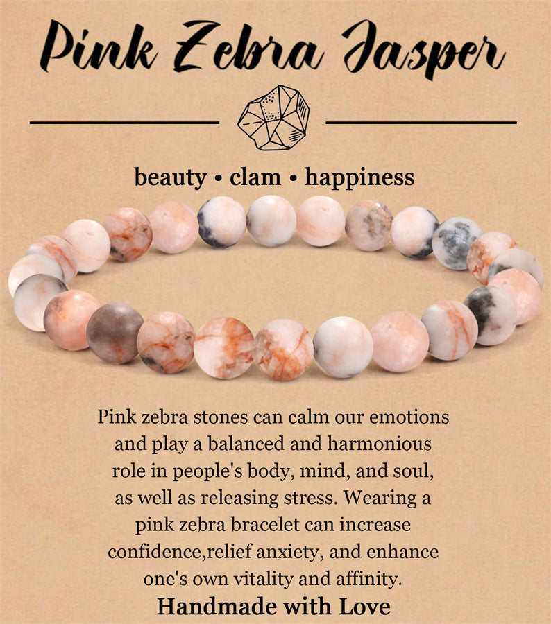 8mm Natural Stone Elastic Beaded Bracelet